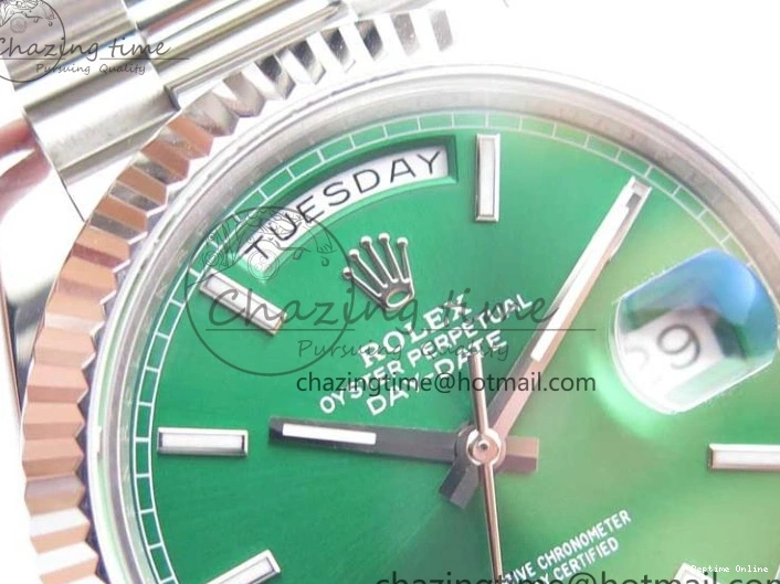 0114 Affordable Day-Date 40mm 228239 BP New Dial Version 904 SS Green Stick Markers Dial on SS President Bracelet A 2817